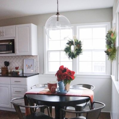 Kitchen with dinning table and decorations.