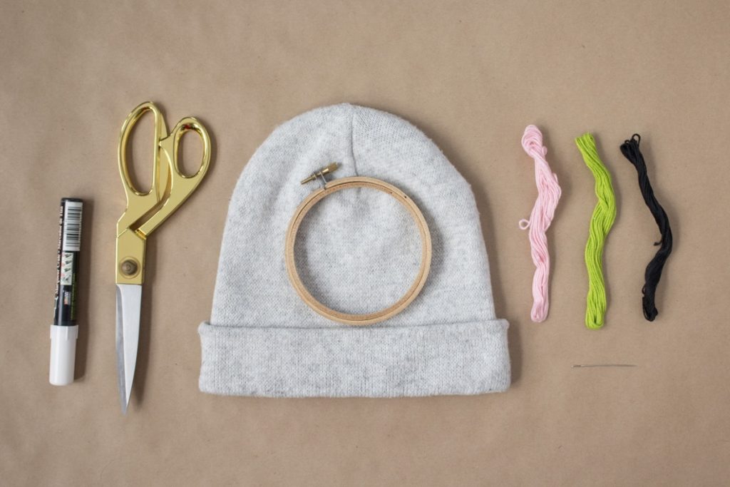 Embroidered Beanie DIY Make This Quick Cute Update To Your Cap   How To Embroider A Beanie 1 1024x683 