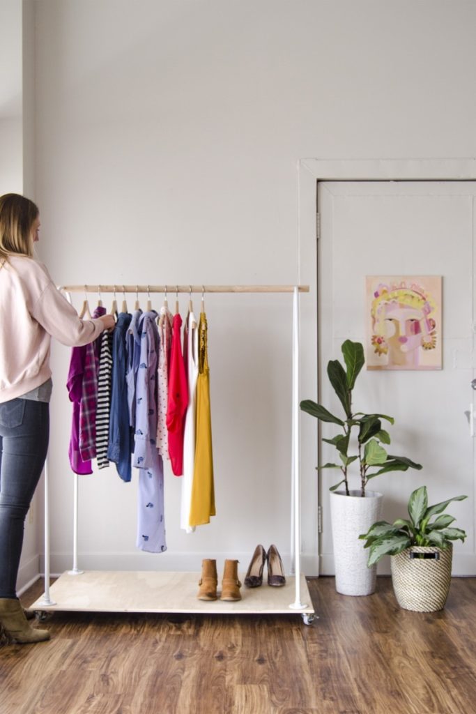 Rolling Clothing Rack Tutorial, A.K.A., Double Your Wardrobe Space