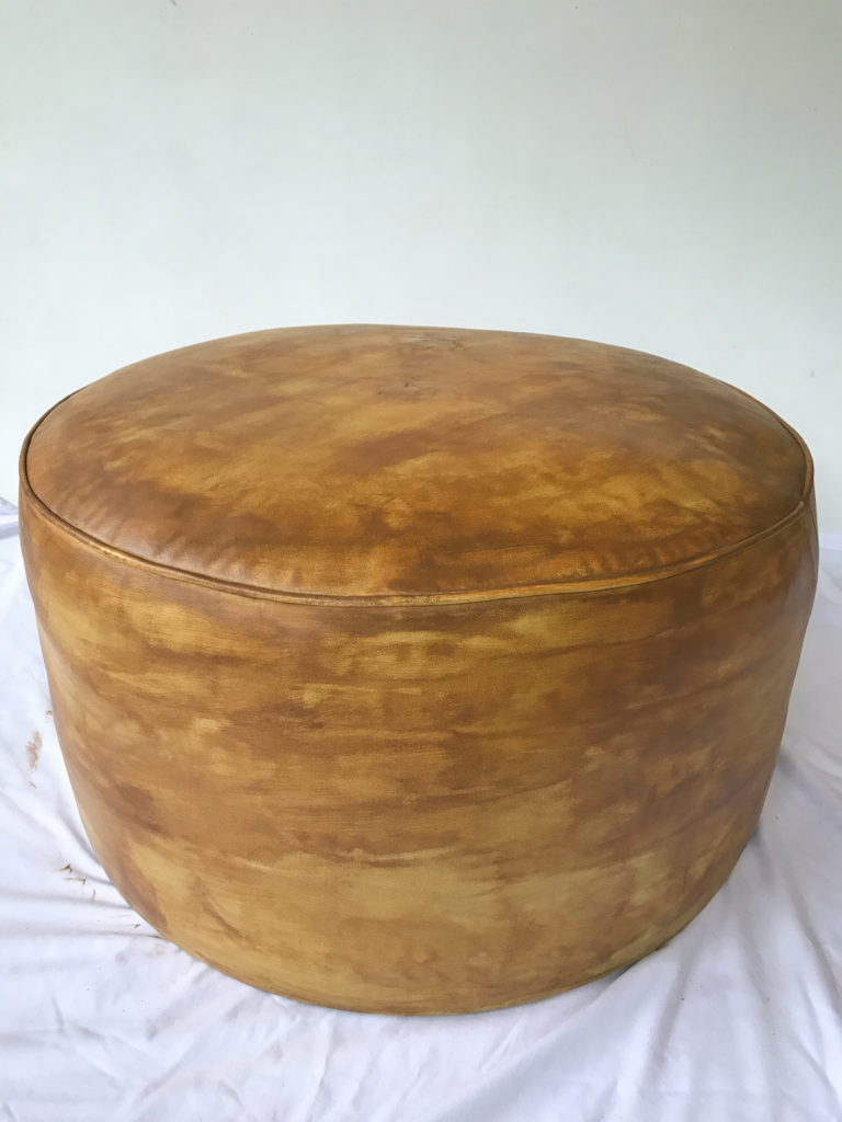 Salvage An Old Leather Ottoman With Leather Dye Curbly   Stain Leather Ottoman 7 768x1024 