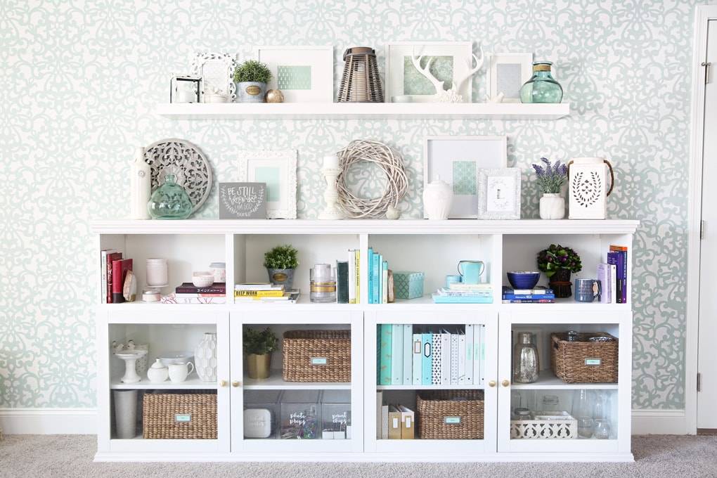 White Ikea BESTA with open shelves 